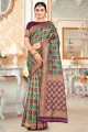 Brown,golden South Indian Saree with Zari,embroidered Silk