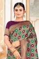 Brown,golden South Indian Saree with Zari,embroidered Silk