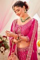 Thread Party Lehenga Choli in Rani pink Georgette