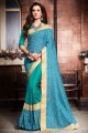 Printed Silk Saree in Green color