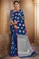 Banarasi raw silk Saree in Navy blue