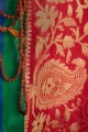 Red  Saree in Handloom silk