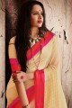 Saree in Cream Handloom silk with