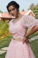 Lehenga Choli in Pink Net with Embroidered