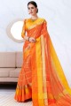 Silk Saree in Orange with Blouse
