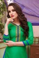 Green Embroidered Patiala Suit in Cotton