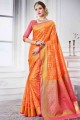 Banarasi Saree in Orange raw silk