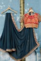 Latest Georgette Embroidered Saree in Navy blue