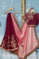 Wine  Saree with Embroidered Georgette