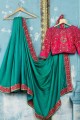Green Saree in Satin with Embroidered