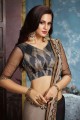 Black Saree Georgette in Embroidered with Blouse