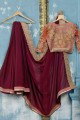 Maroon Embroidered Saree in Georgette