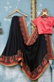 Black South Indian Saree with Embroidered Art silk