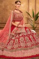 Silk Embroidered Red Party Lehenga Choli with Dupatta