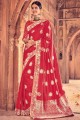 Banarasi raw silk Banarasi Saree in Red