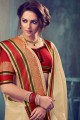 Latest Beige Banarasi Saree in raw silk