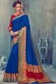 Banarasi raw silk Banarasi Saree in Blue with Blouse