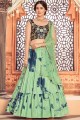 Printed Cotton Party Lehenga Suit in Green