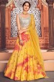 Lehenga Choli in Yellow Cotton with Sequins