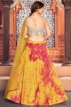 Lehenga Choli in Yellow Cotton with Sequins