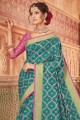Saree in Teal green Patola silk with Blouse