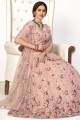 pink Net Lehenga Choli with Embroidered