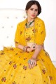 Sequance Embroidered Lehenga Choli in Yellow Net