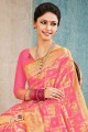 Pink Saree in Banarasi raw silk