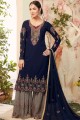Georgette Georgette Sharara Suit with Embroidered