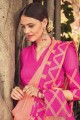 Glorious Peach Saree in Banarasi raw silk