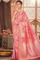 New Banarasi raw silk Saree in Pink