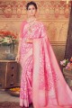 Latest Ethnic Banarasi raw silk Saree in Pink