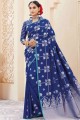 Banarasi raw silk Blue Indian Saree