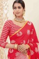 Gorgeous Banarasi raw silk Saree in Red with Blouse