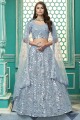Georgette Wedding Lehenga Choli in Sky blue with Embroidered
