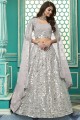 Grey Wedding Lehenga Choli in Georgette with Embroidered
