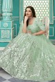 Georgette Pista green Wedding Lehenga Choli in Embroidered