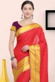 Art silk Red Saree with Blouse