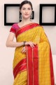 Yellow Saree with  Art silk