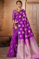 Art silk Banarasi Saree in Purple with Blouse