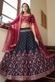 Wedding Lehenga Choli in Teal blue Georgette with Embroidered