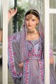 Violet Silk Lehenga Choli with Embroidered