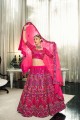 Deep pink Lehenga Choli in Embroidered Silk