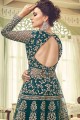 Net Sharara Suit with Embroidered in Green