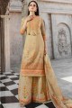 Cotton Beige Sharara Suit in Printed