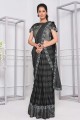 Lycra Party Wear Saree in Grey,black with Sequins,embroidered