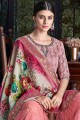 Chanderi silk Embroidered Pink Sharara Suit with Dupatta