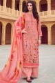 Pink Palazzo Suit in Printed Silk
