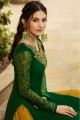 Satin Embroidered Green Sharara Suit with Dupatta