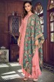 Peach Embroidered Chanderi silk Palazzo Suit